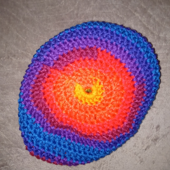 NEW Unisex Rainbow Hand Crocheted Beanie Hat - Picture 7 of 7